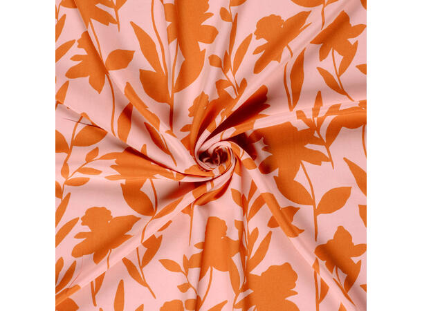 Viskose Poplin Printed flowers, orange