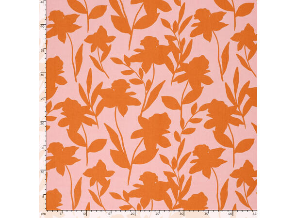 Viskose Poplin Printed flowers, orange