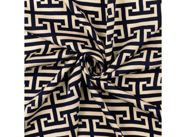 Viskose Sateng Navy Mønster