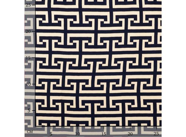 Viskose Sateng Navy Mønster