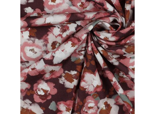 Viskose poplin Blomster - BORDEAUX