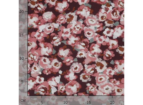 Viskose poplin Blomster - BORDEAUX 