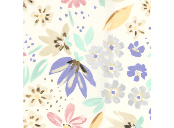 Bomull Sateng Flowers white