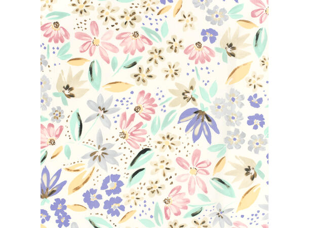 Bomull Sateng Flowers white