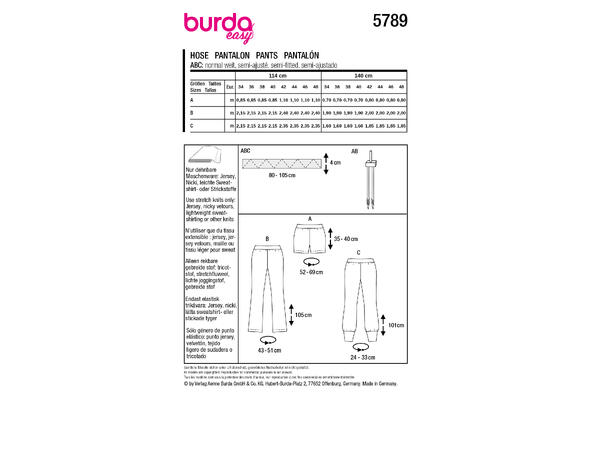 Burda 5789 - Bukse og shorts.