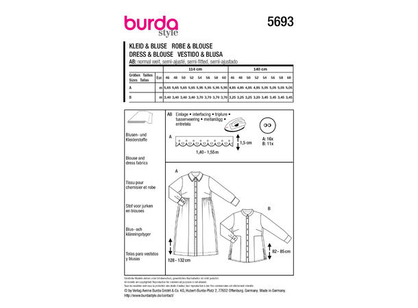 Burda 6685 - Kjole og bluse