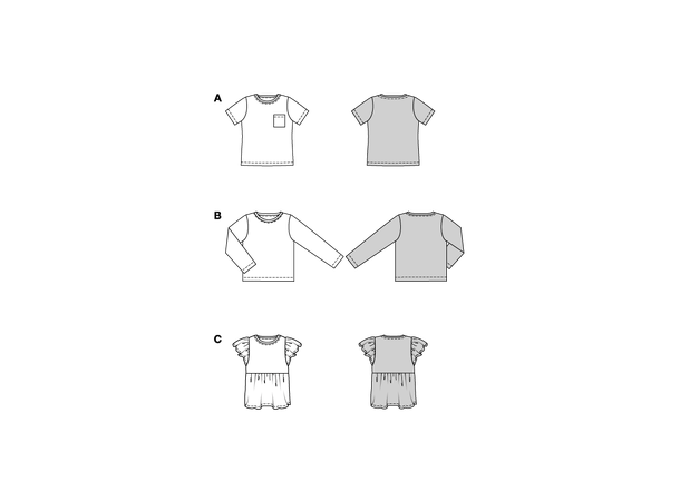 Burda 9205 - Topp til barn.