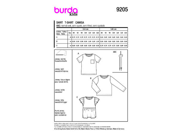 Burda 9205 - Topp til barn.
