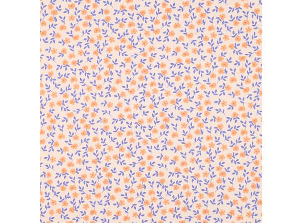 Poplin Blomster - fersken