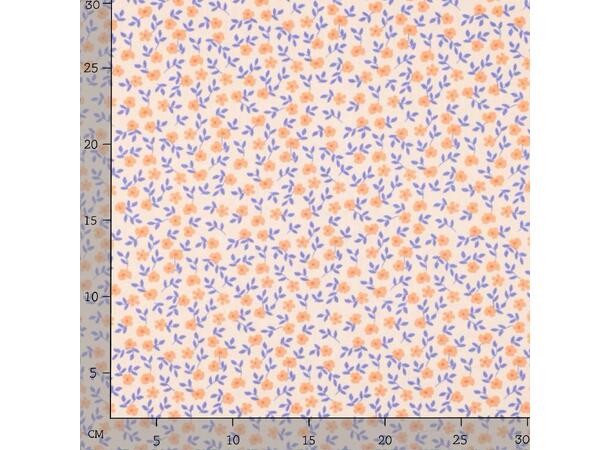 Poplin Blomster - fersken
