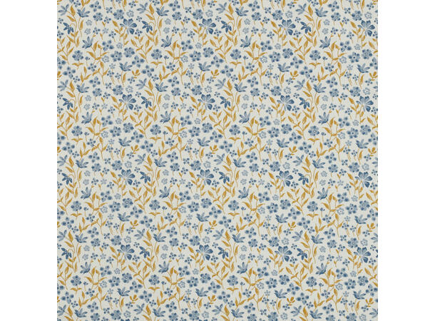 Poplin, blomster Blomster i blå og oker 