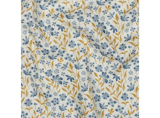 Poplin, blomster Blomster i blå og oker 