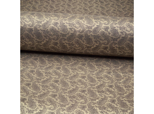 Printet fôrstoff, twill viskose i khaki/vinrød