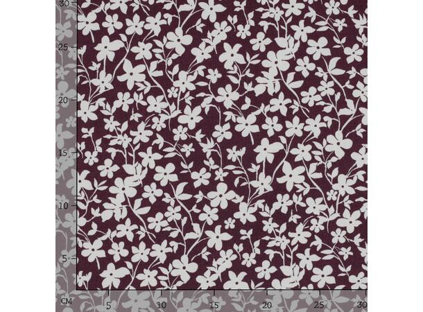 Viskose Blomster - Mørk Burgunder 