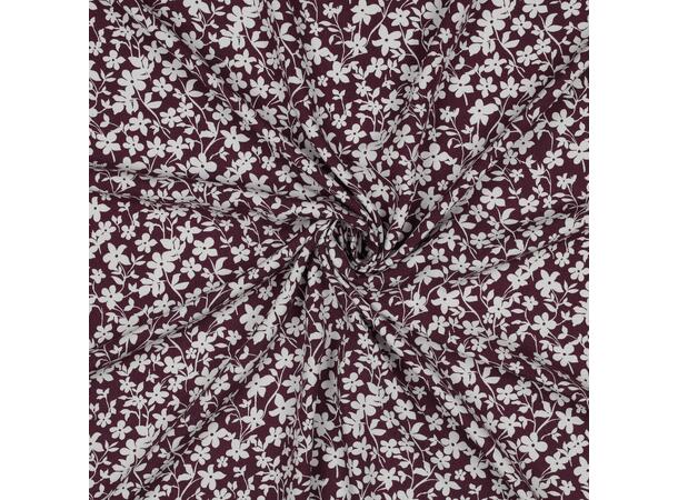 Viskose Blomster - Mørk Burgunder 