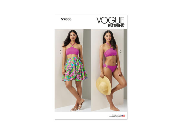 Vogue 2038 - Bikini og sarongskjørt.
