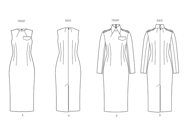 Vogue 2045 - Kjole med brystlomme.