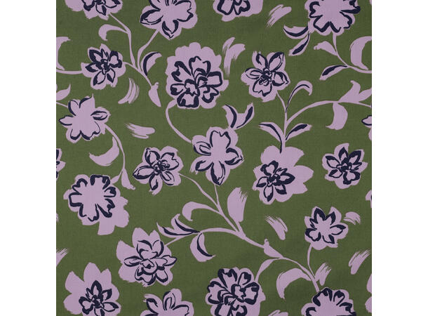 Bomull Sateng Blomster - Khaki 