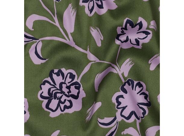 Bomull Sateng Blomster - Khaki 