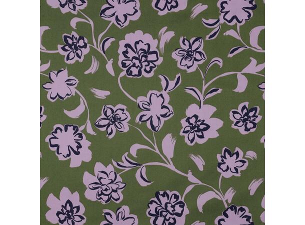 Bomull Sateng Blomster - Khaki 