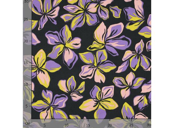 Bomullsateng FLOWERS - BLACK 