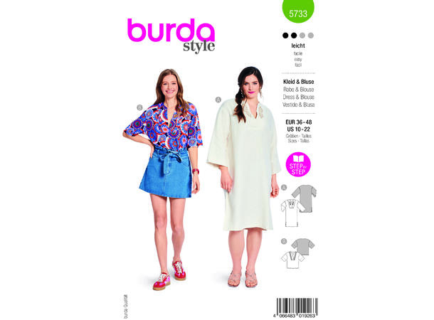Burda 5733 - Kjole og bluse.