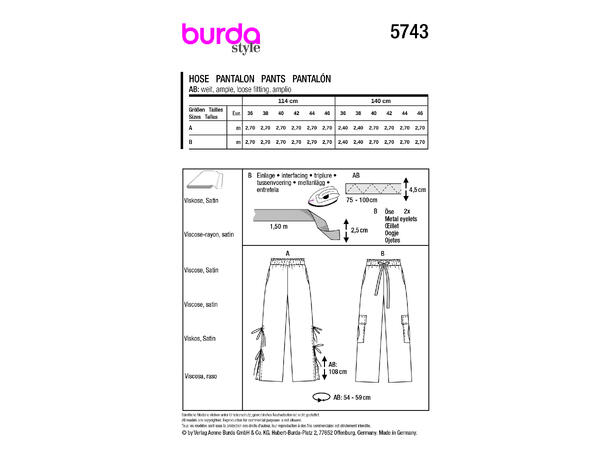 Burda 5743 - Bukse.