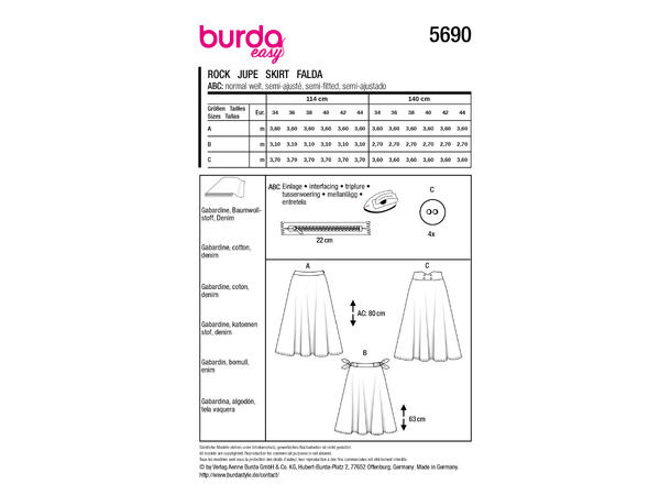 Burda 5766 - Skjørt.