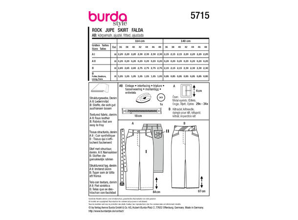Burda 5766 - Skjørt.