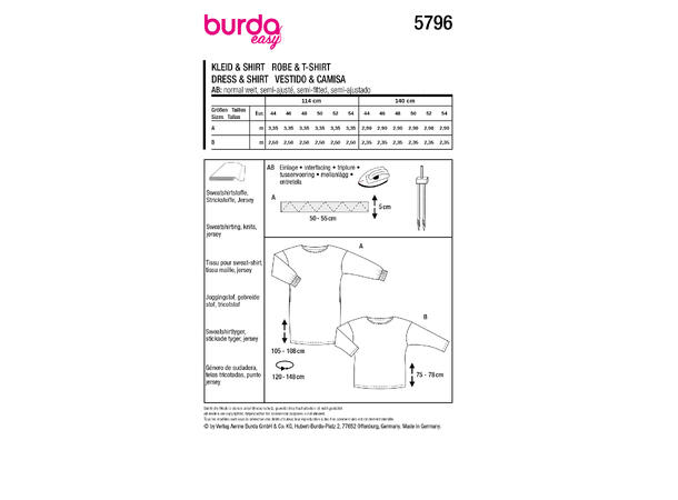 Burda 5796 - Kjole og genser.