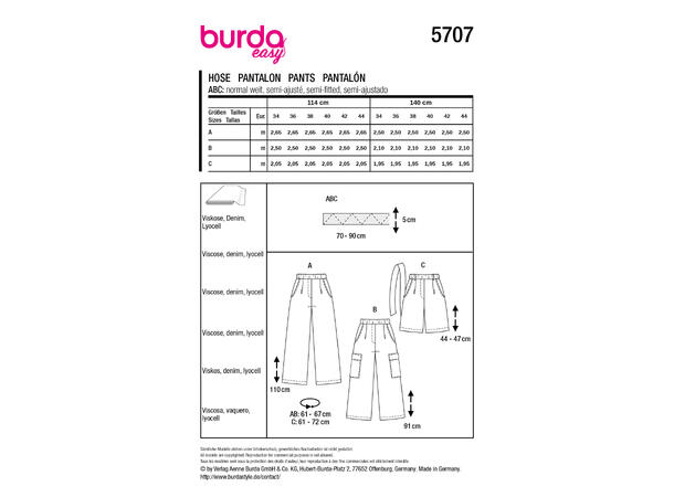 Burda 6138, Bukse og shortd