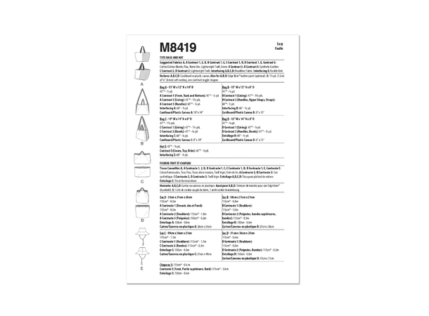 McCall's 8419 - Vesker og solhatt.