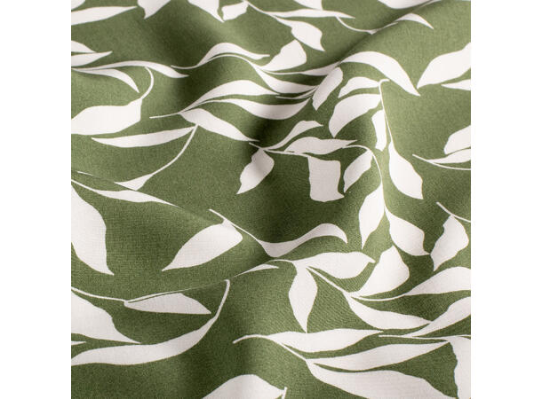 Viskose Poplin Printed leaves, khaki green