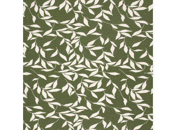 Viskose Poplin Printed leaves, khaki green
