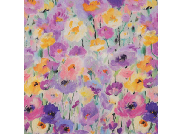 Viskose sateng Blomster lavendel 