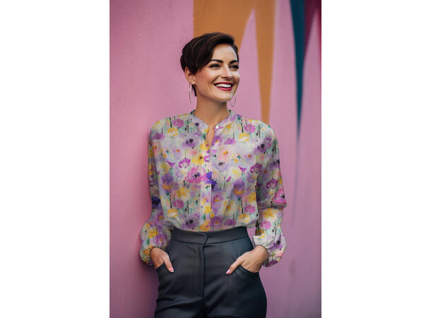 Viskose sateng Blomster lavendel