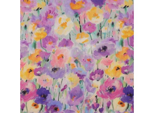 Viskose sateng Blomster lavendel