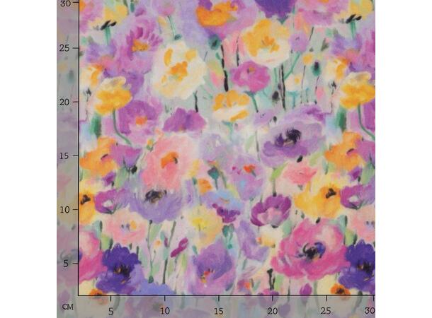 Viskose sateng Blomster lavendel