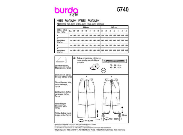 Burda 5740 - Bukse.