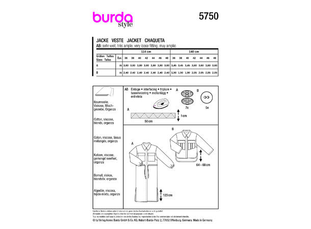 Burda 5750 - Jakke.