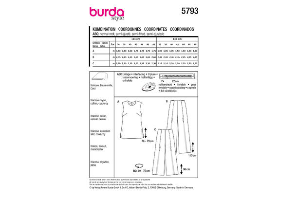 Burda 5793 - Topp og bukse.