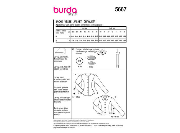 Burda 6053, Jakke eller cardigan