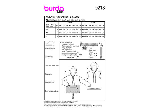 Burda 9213 - Hettegenser og vest.