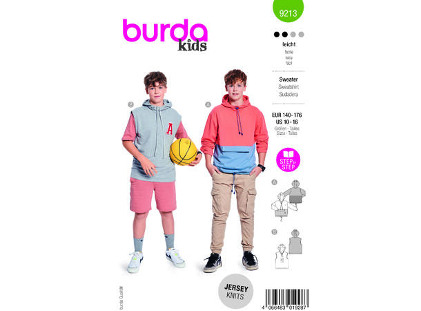 Burda 9213 - Hettegenser og vest.