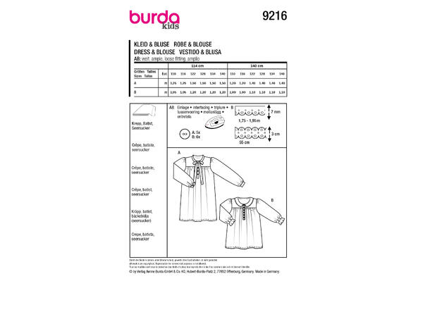 Burda 9216 - Bluse og kjole.