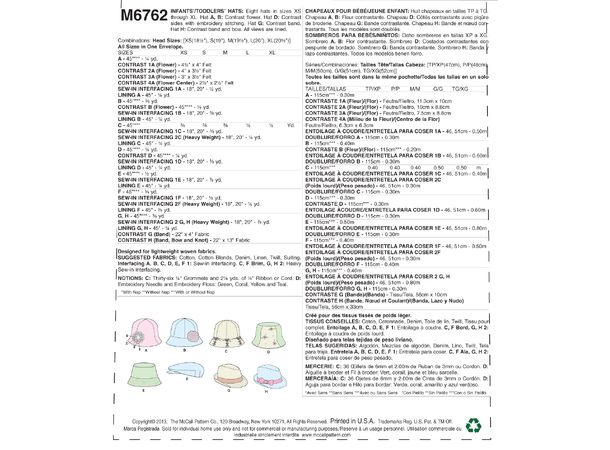 McCall's 6762 - Hatter til barn.