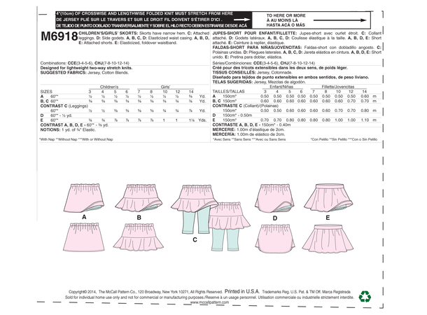McCall's 6918 - Skjørt til barn.