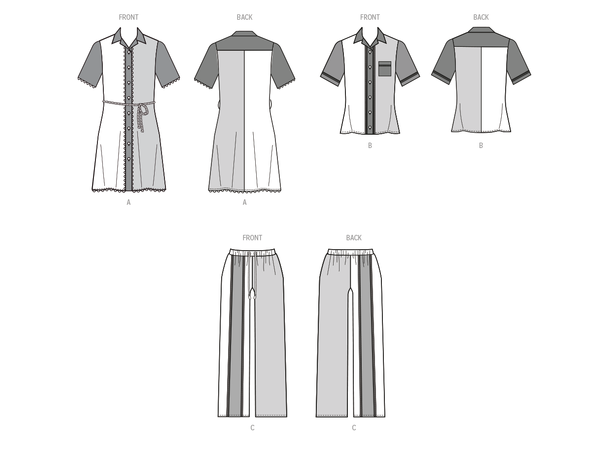 McCall's 8515 - Kjole, skjorte og bukse.