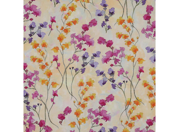 Viskose Blostret gul rosa