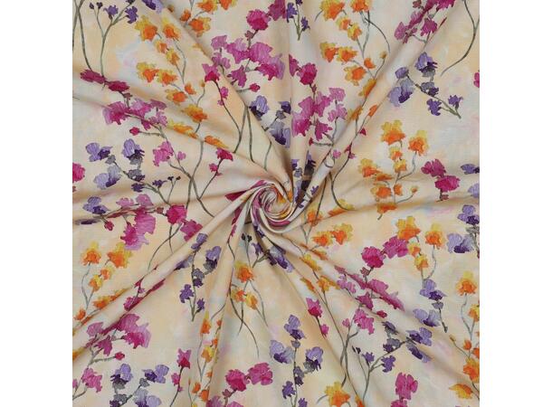 Viskose Blostret gul rosa